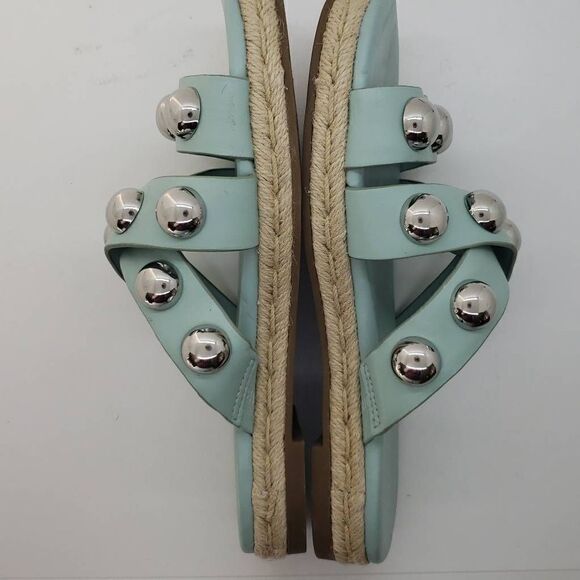 Marc Fisher Women Sandal Prisca Slip On Studded Espadrille Blue Size 6 - Picture 2 of 9